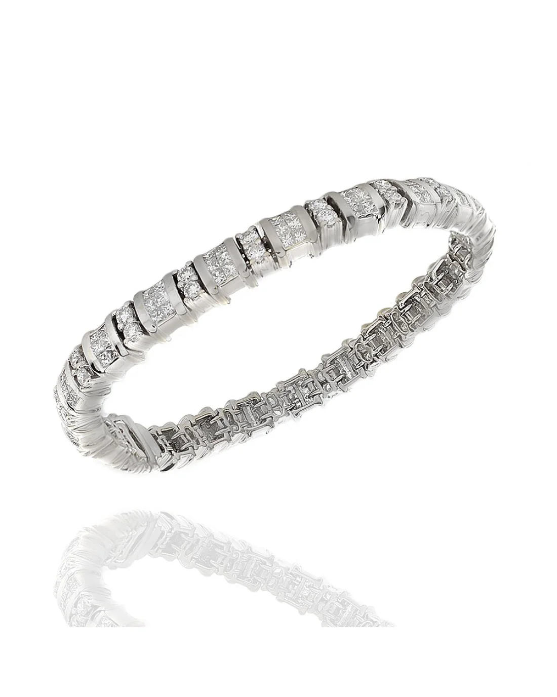Princess and Round Diamond Inline Bracelet