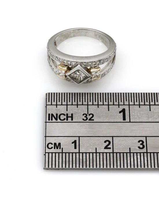 Princess and Round Diamond Split Shank Ring - Image 3