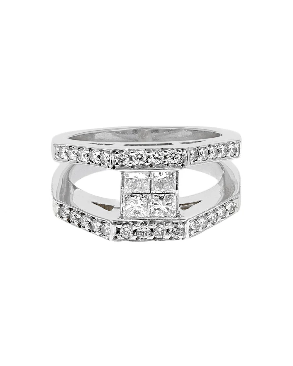 Princess and Round Diamond Split Shank Ring - Image 2