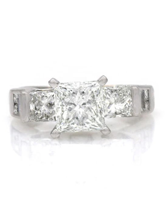 Princess Cut Diamond Solitaire Ring in 18KW - Image 2