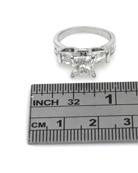 Princess Cut Diamond Solitaire Ring in 18KW - Image 3