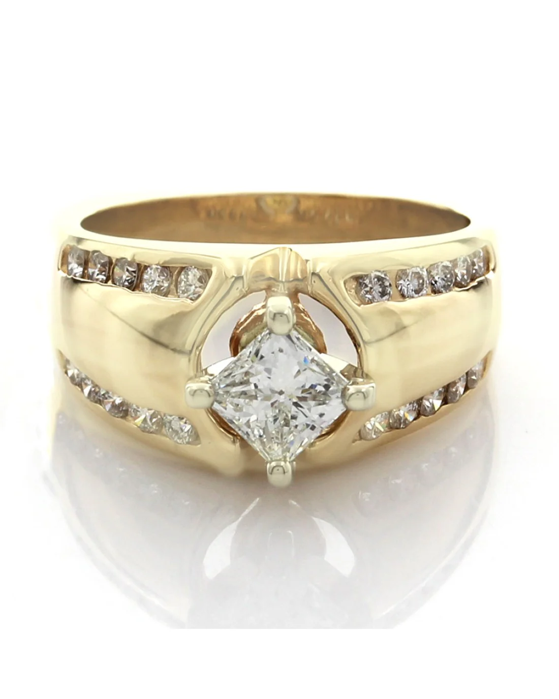 Princess Cut Diamond Solitaire Ring with Diamond Edging - Image 2
