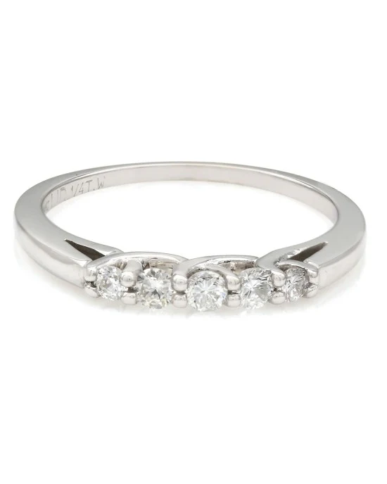Prong Set Five Stone Diamond Band in 14k White Gold - Image 2