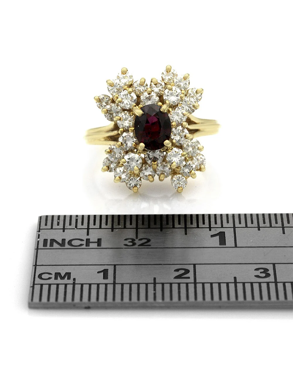 Raspberry Sapphire and Diamond Cluster Ring - Image 3