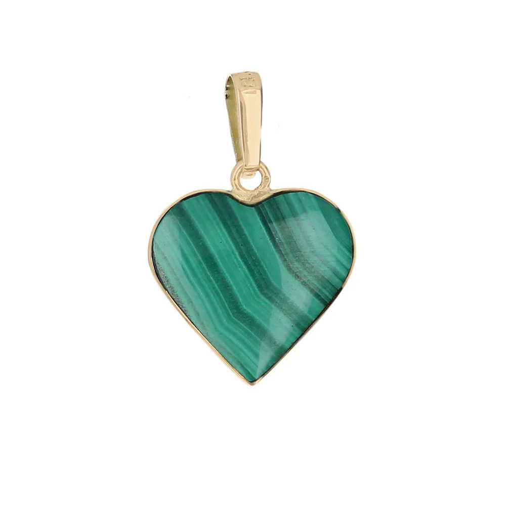 Reversible Lapis and Malachite Heart Pendant in Yellow Gold - Image 2