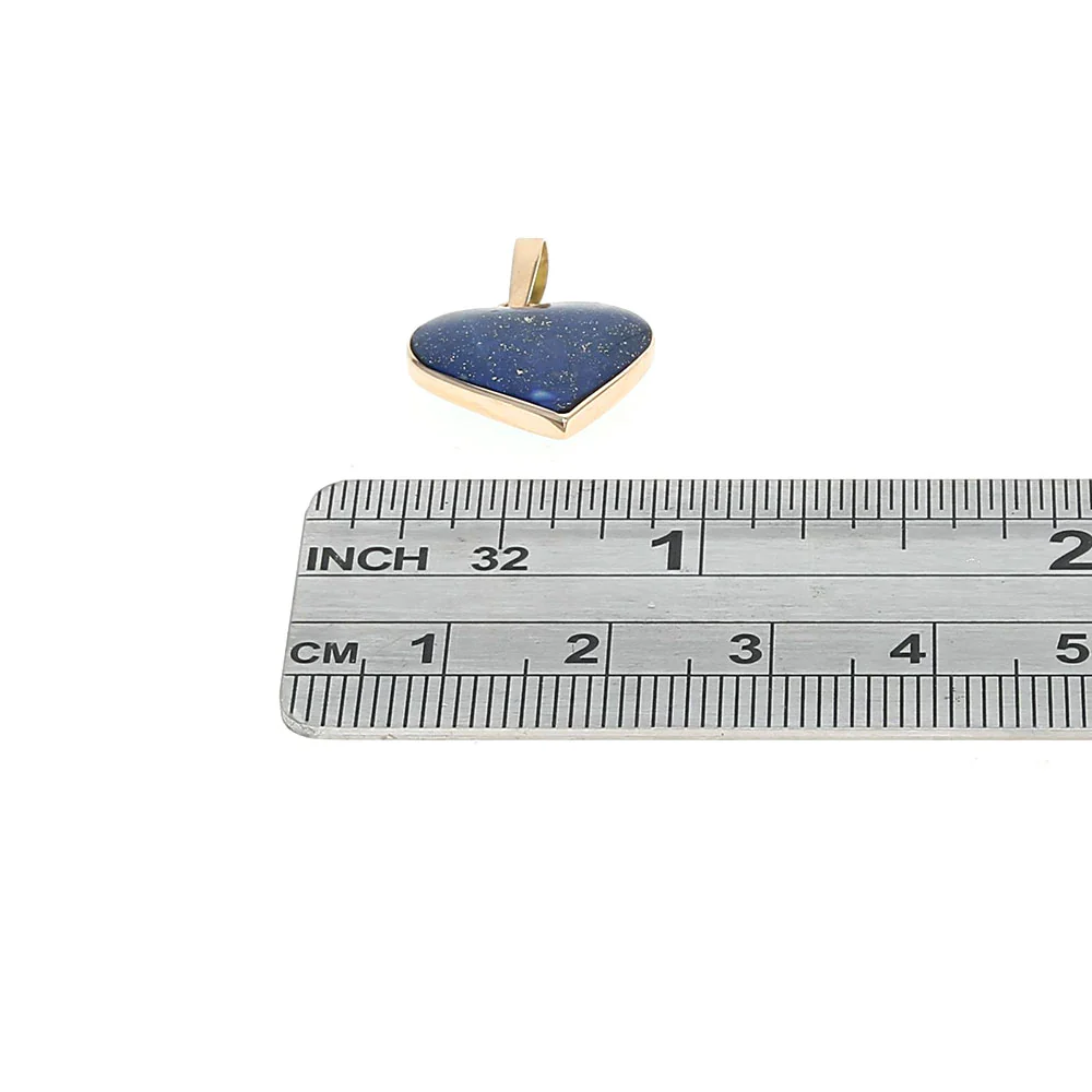 Reversible Lapis and Malachite Heart Pendant in Yellow Gold - Image 3