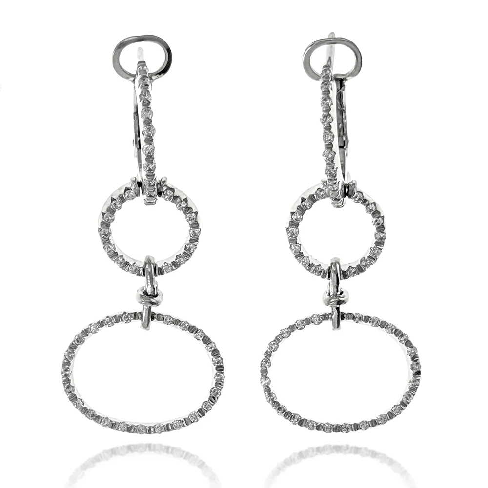 Roberto Coin 18K White Gold Diamond Open Circle Dangle Earrings