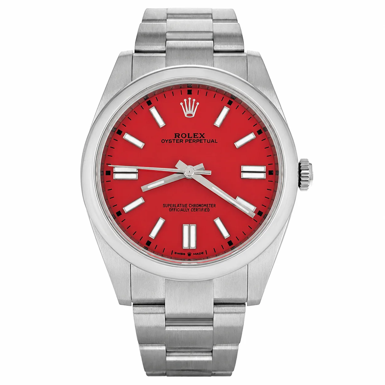 Rolex Oyster Perpetual 41 Stainless Steel Coral Red Dial 2020 124300