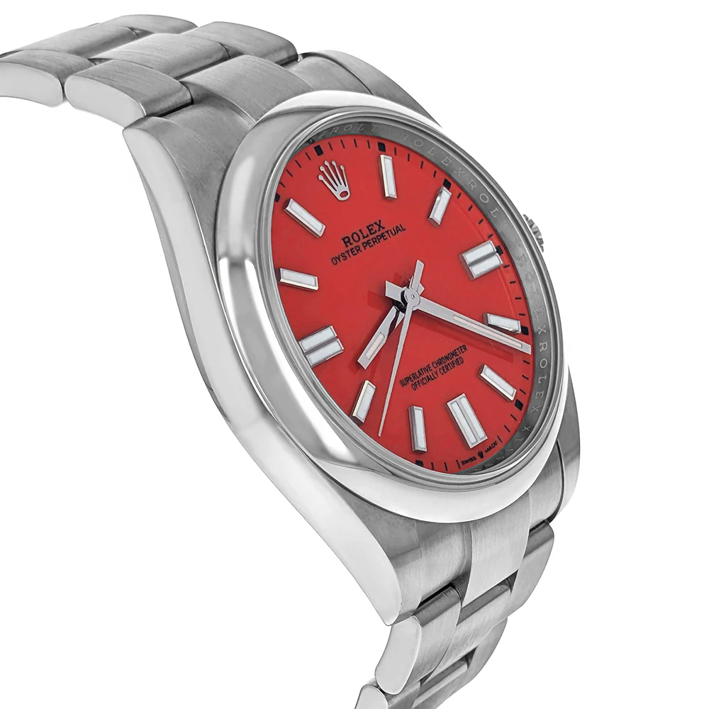 Rolex Oyster Perpetual 41 Stainless Steel Coral Red Dial 2020 124300 - Image 2