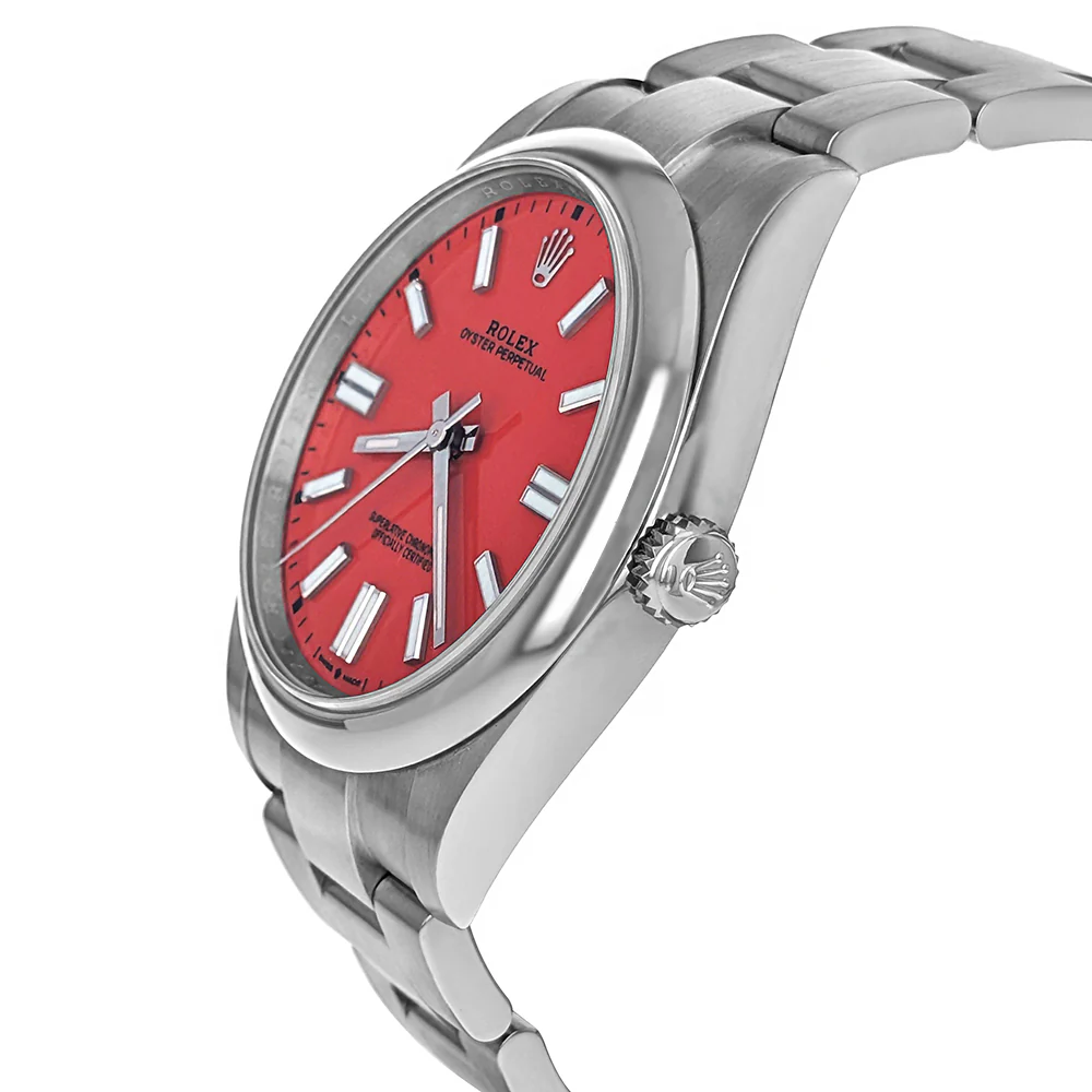 Rolex Oyster Perpetual 41 Stainless Steel Coral Red Dial 2020 124300 - Image 3
