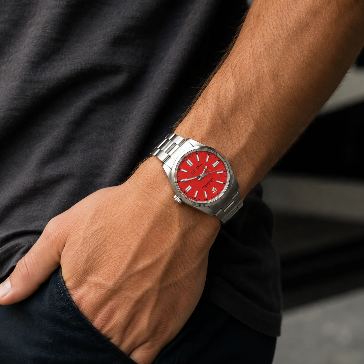 Rolex Oyster Perpetual 41 Stainless Steel Coral Red Dial 2020 124300 - Image 6
