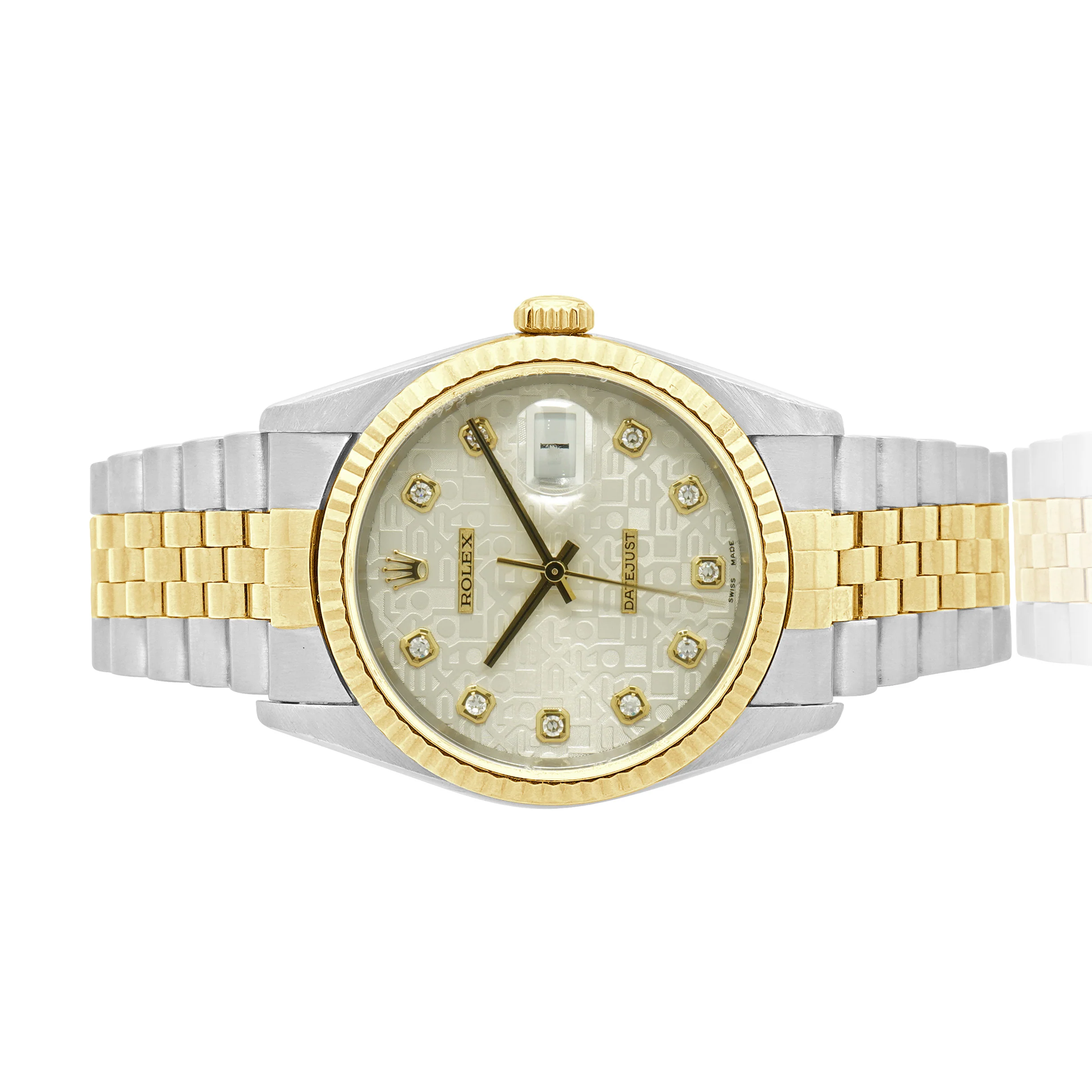 Rolex Two Tone Yellow Gold Datejust 36mm Silver Jubilee Diamond Dial - Image 2