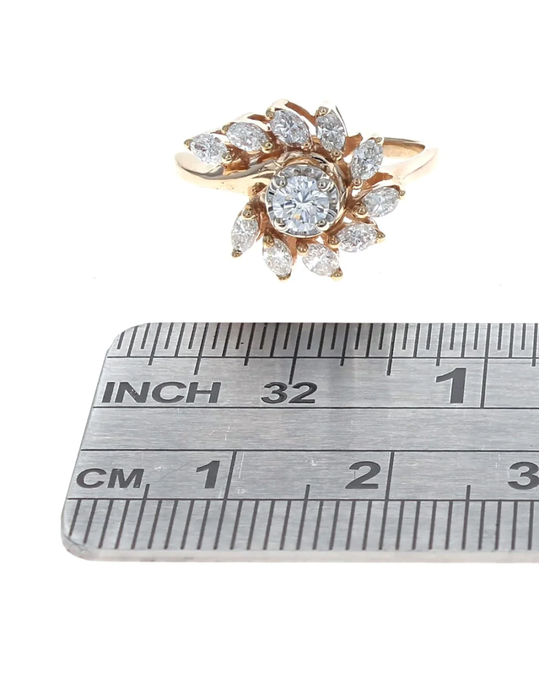 Round and Marquise Diamond Fashion Ring - Image 3