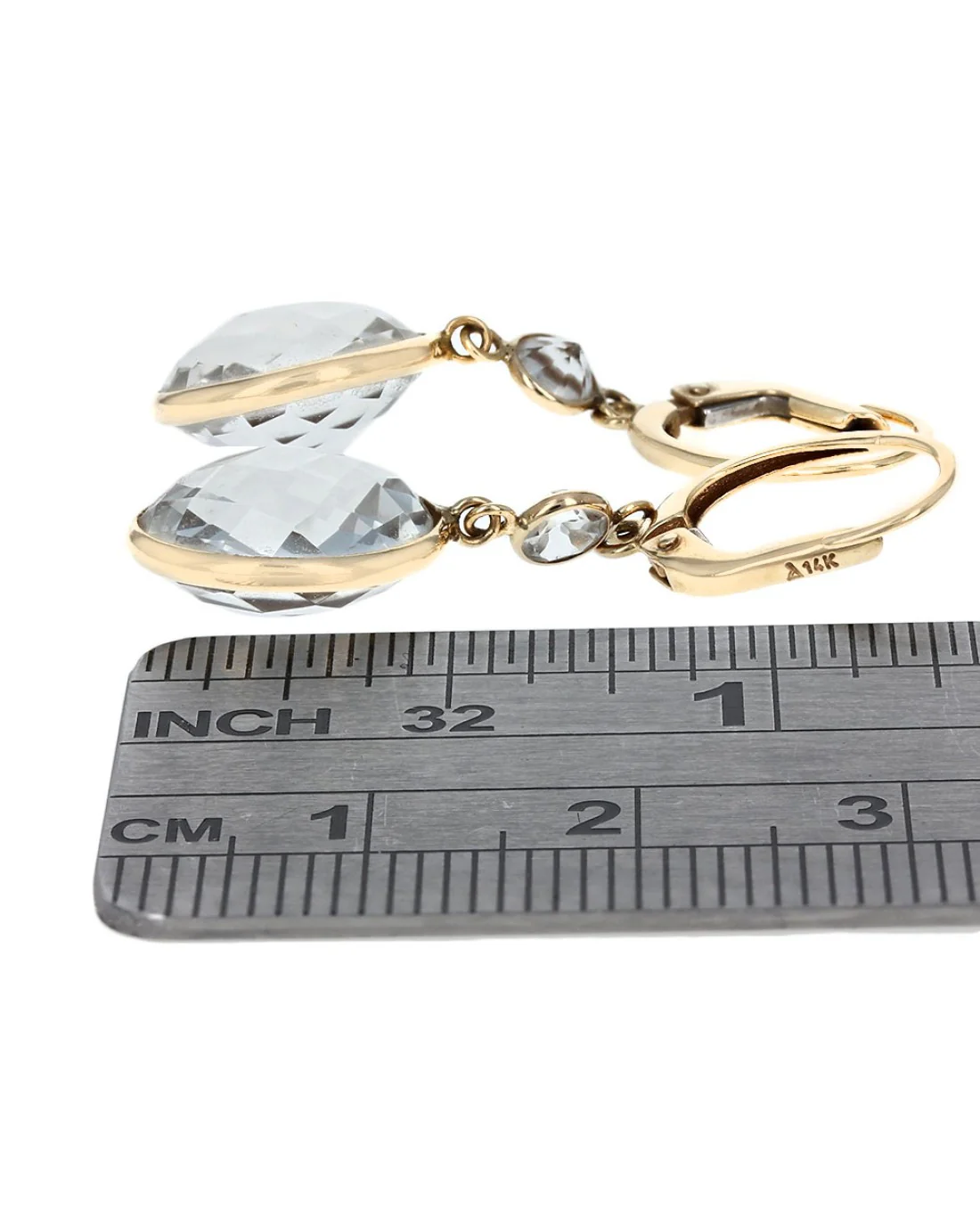 Round and Oval Checkerboard White Topaz Earrings - Image 3