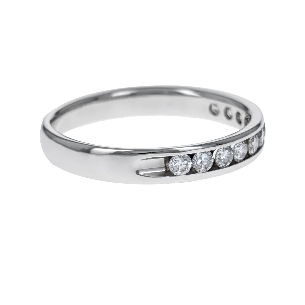 Round Brilliant Cut Channel Set Diamond Band in White Gold - Image 2