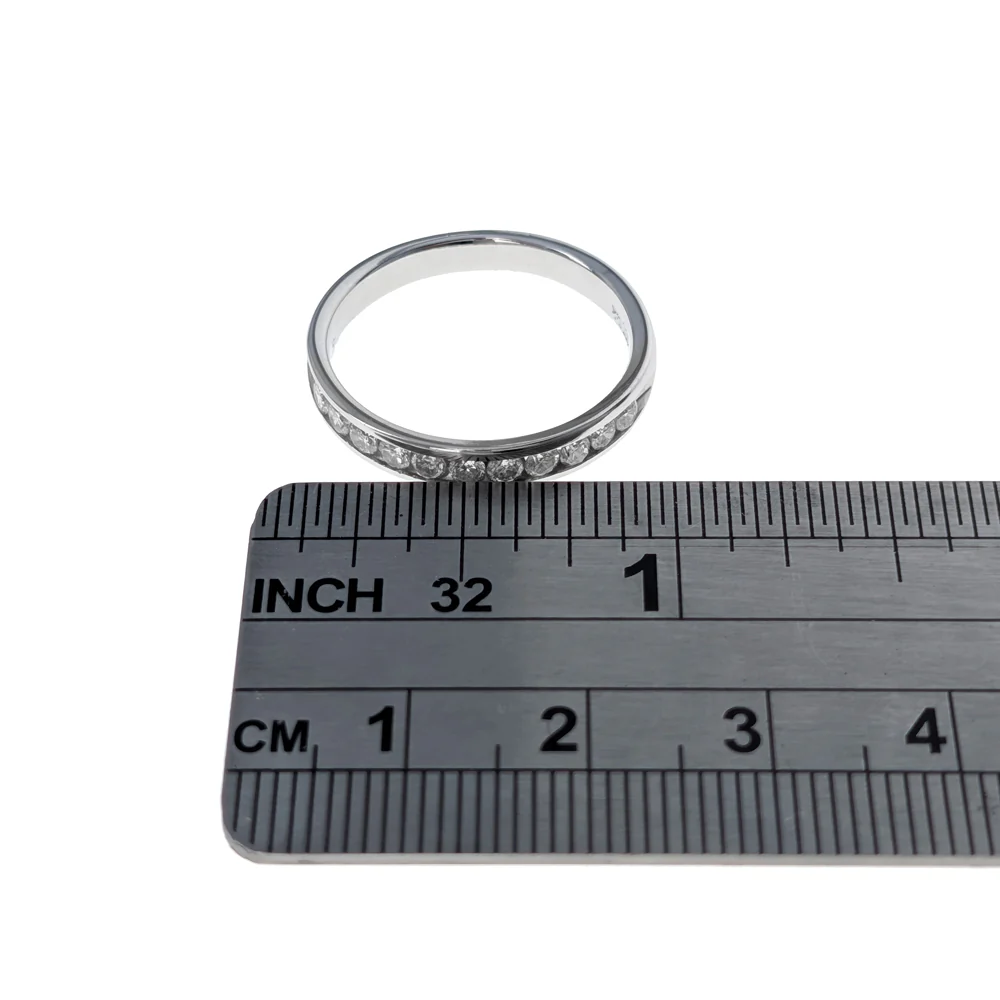 Round Brilliant Cut Channel Set Diamond Band in White Gold - Image 3
