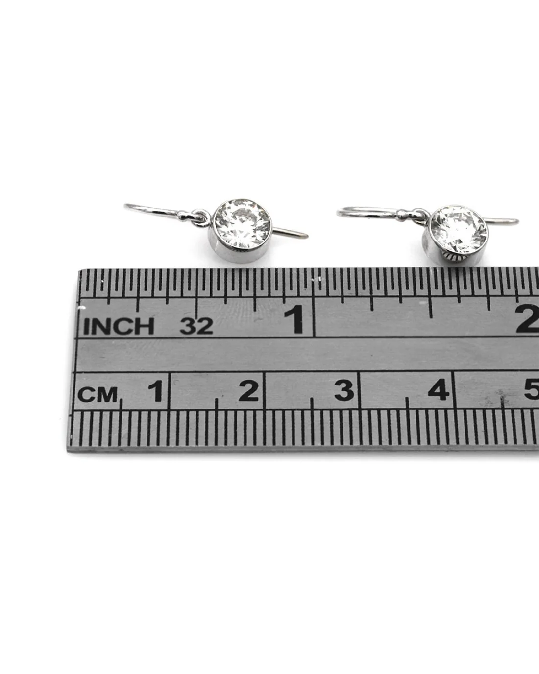 Round Brilliant Cut Diamond Earring Drops in 14KW - Image 3