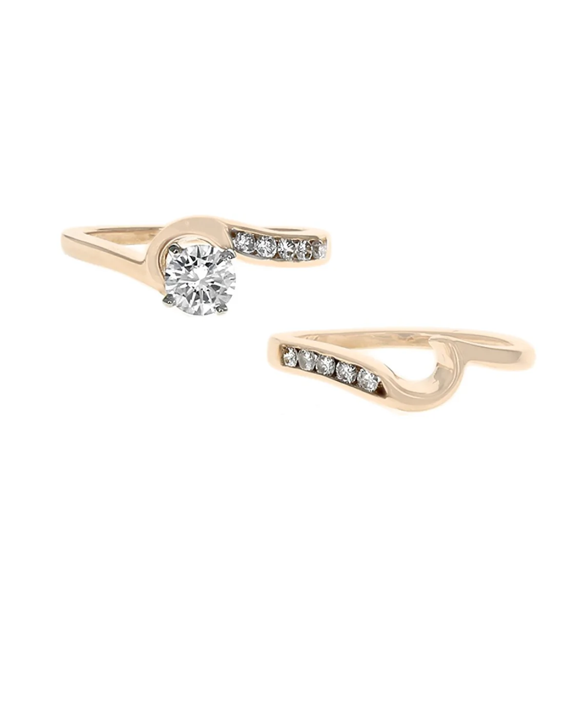 Round Diamond Bypass Wedding Set in White Gold - Image 2