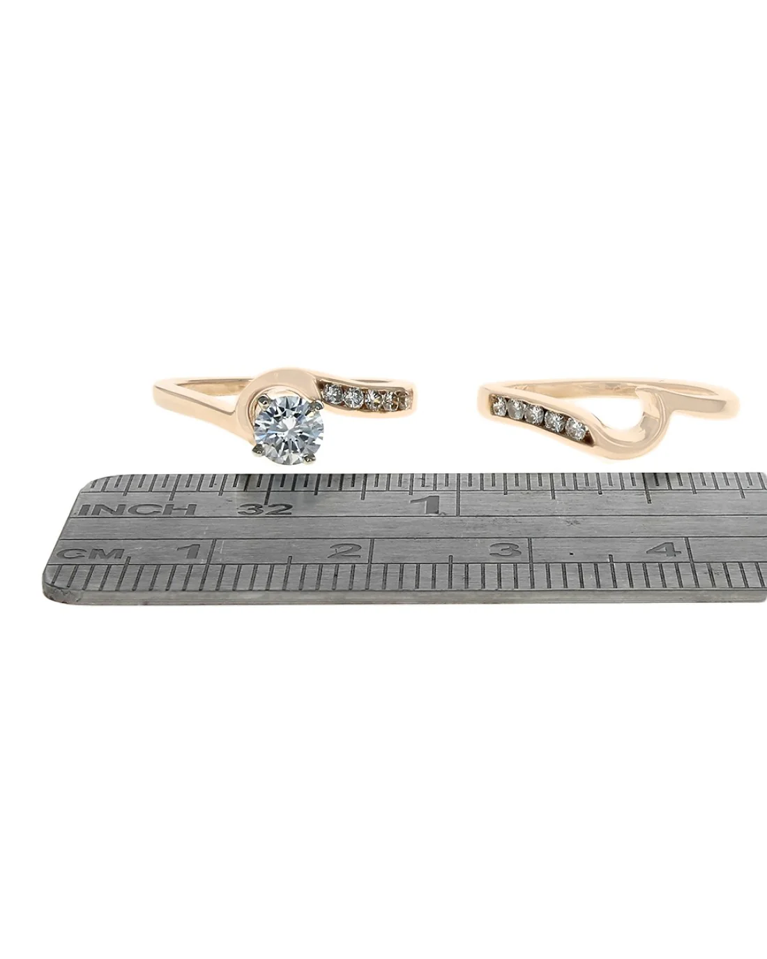 Round Diamond Bypass Wedding Set in White Gold - Image 3