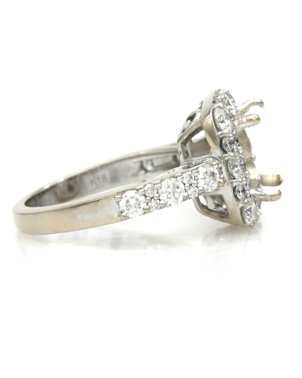 Round Diamond Square Halo Semi Mount Ring - Image 2