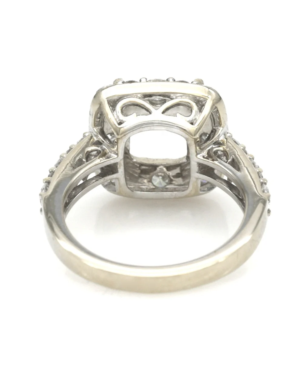 Round Diamond Square Halo Semi Mount Ring - Image 3