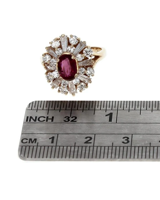 Ruby and Alternating Baguette and Diamond Ring - Image 2