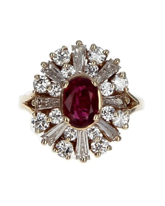 Ruby and Alternating Baguette and Diamond Ring - Image 3