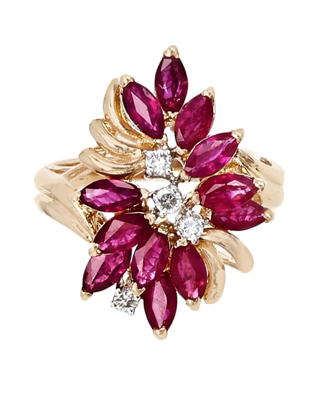 Ruby and Diamond Accent Cluster Ring - Image 2