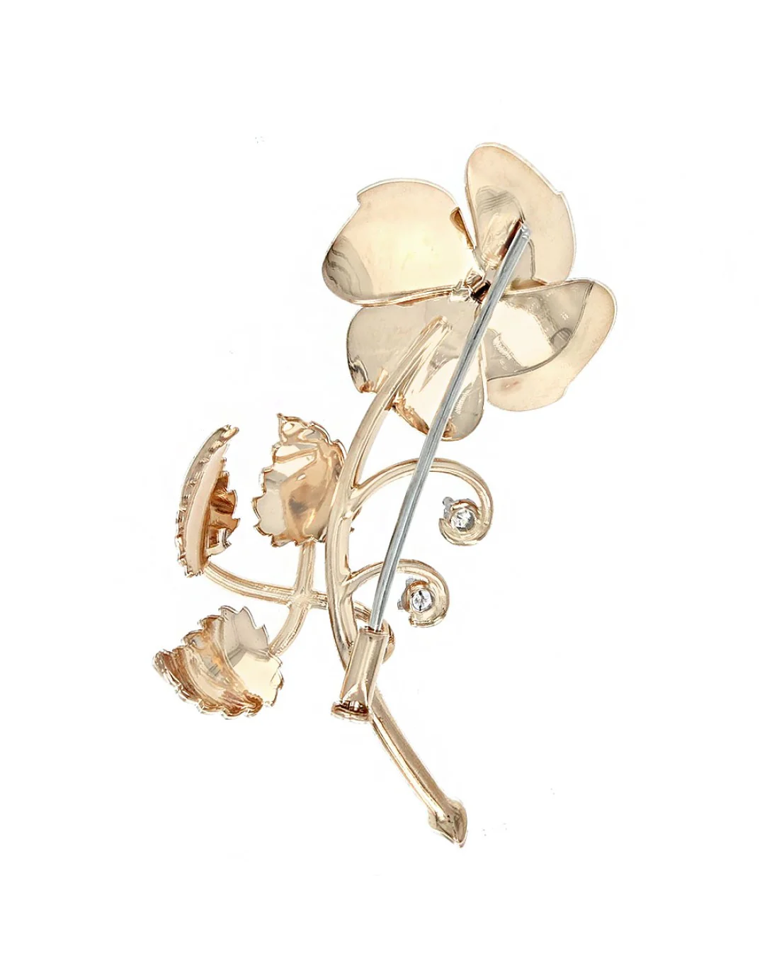 Ruby and Diamond Accent Flower Pin Brooch - Image 2