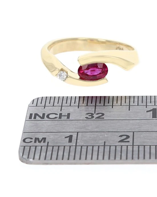 Ruby and Diamond Bypass Ring - Image 3