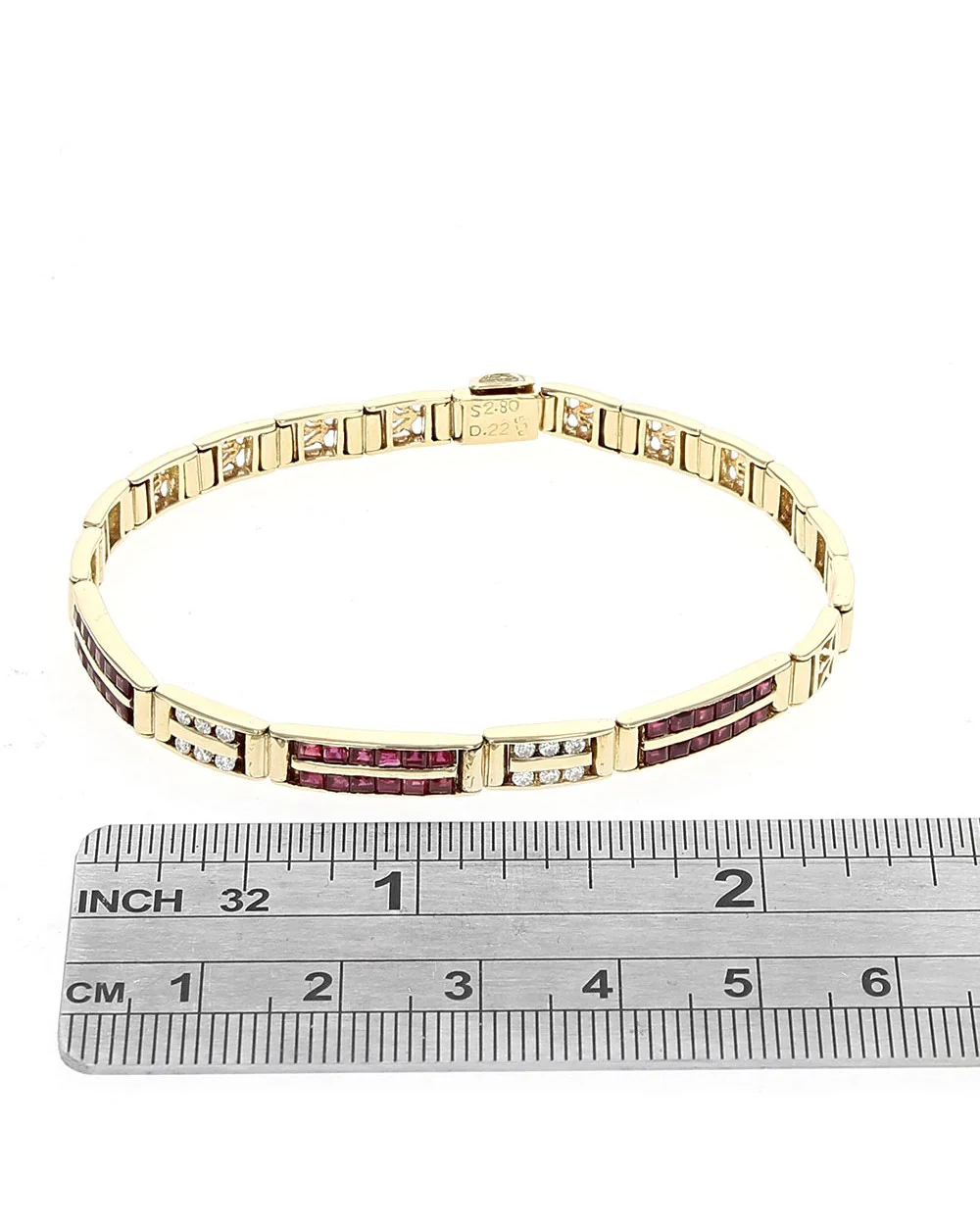 Ruby and Diamond Cut Out Link Bracelet - Image 2