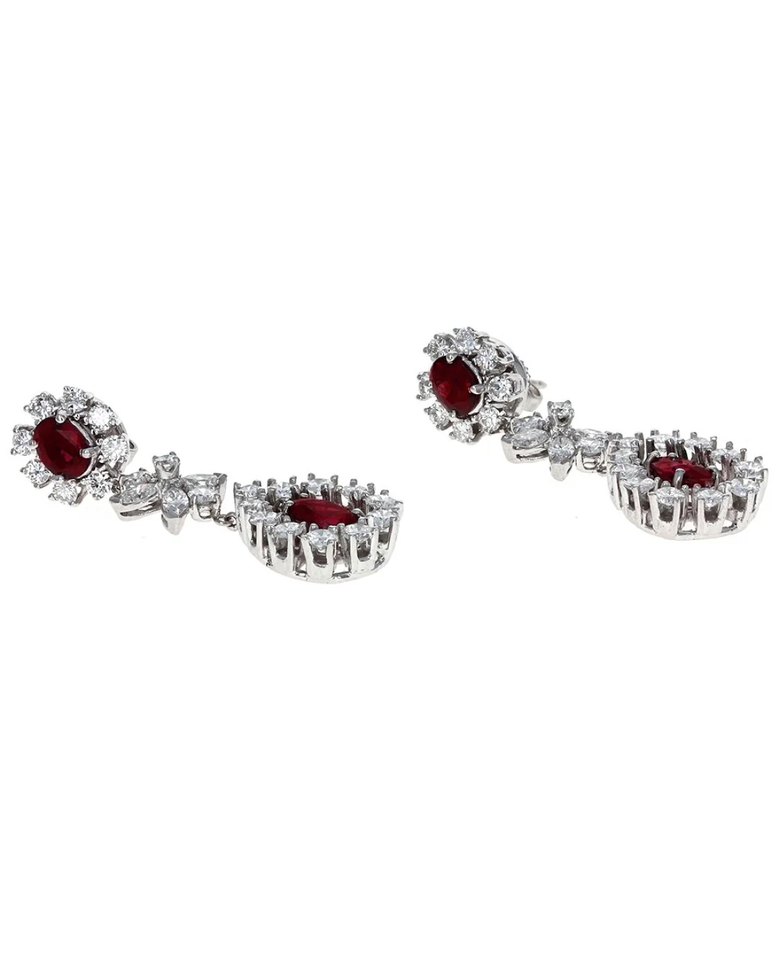 Ruby and Diamond Dangle Earrings - Image 2