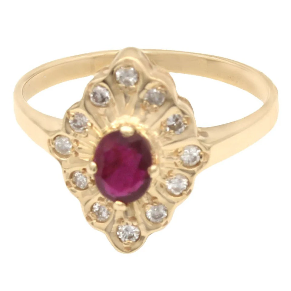 14K Yellow Gold Ruby and Diamond Ring - Image 2