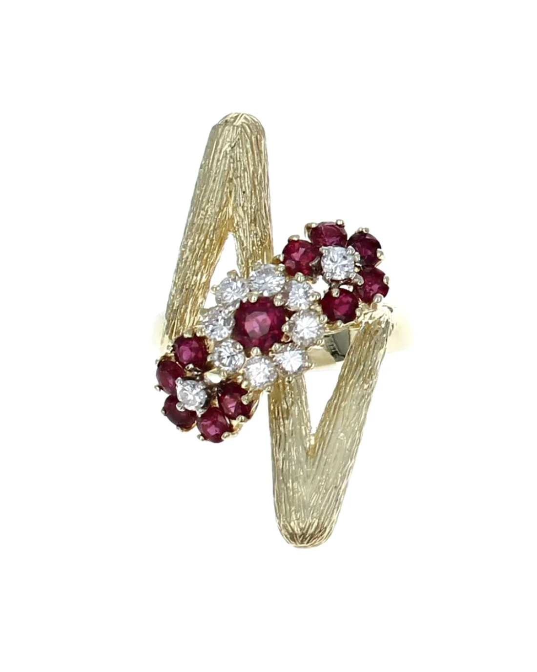Ruby and Diamond Flower Zig Zag Ring - Image 2