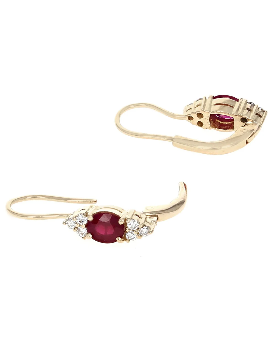 Ruby and Diamond Marquise Shaped Earrings - Image 2