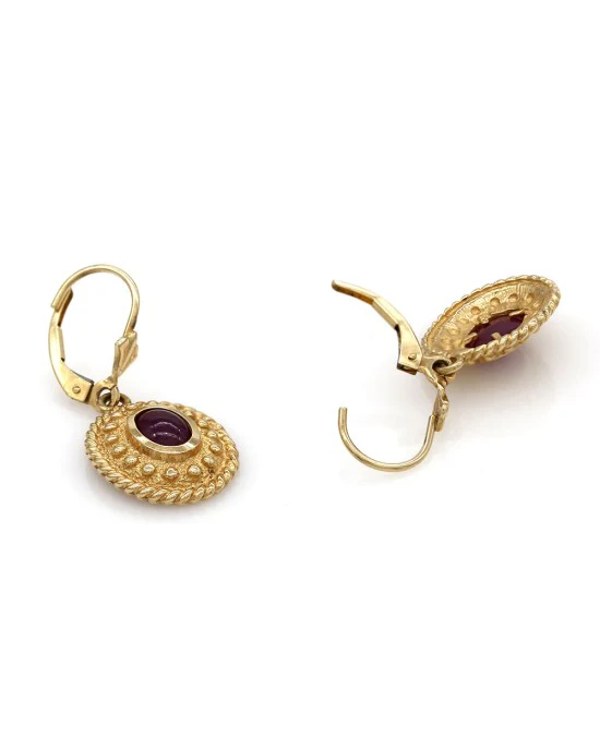 Ruby Drop Earrings in Gold - Image 2