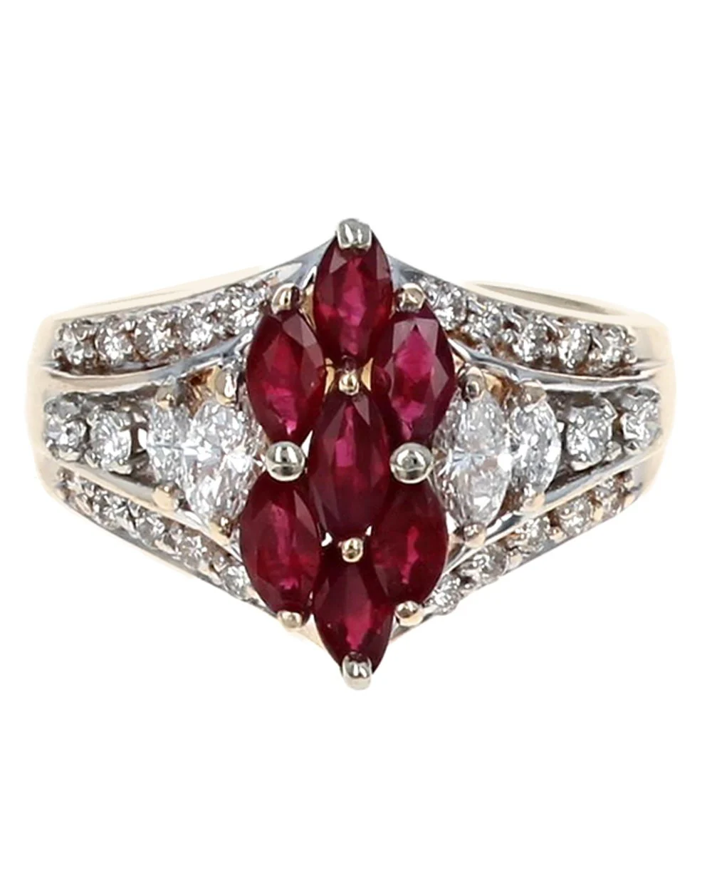 Ruby Station and 3 Row Diamond Chevron Ring - Image 2