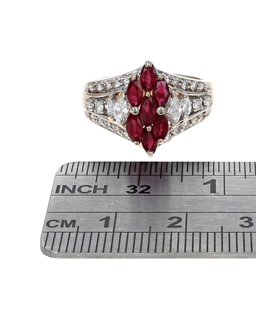 Ruby Station and 3 Row Diamond Chevron Ring - Image 3