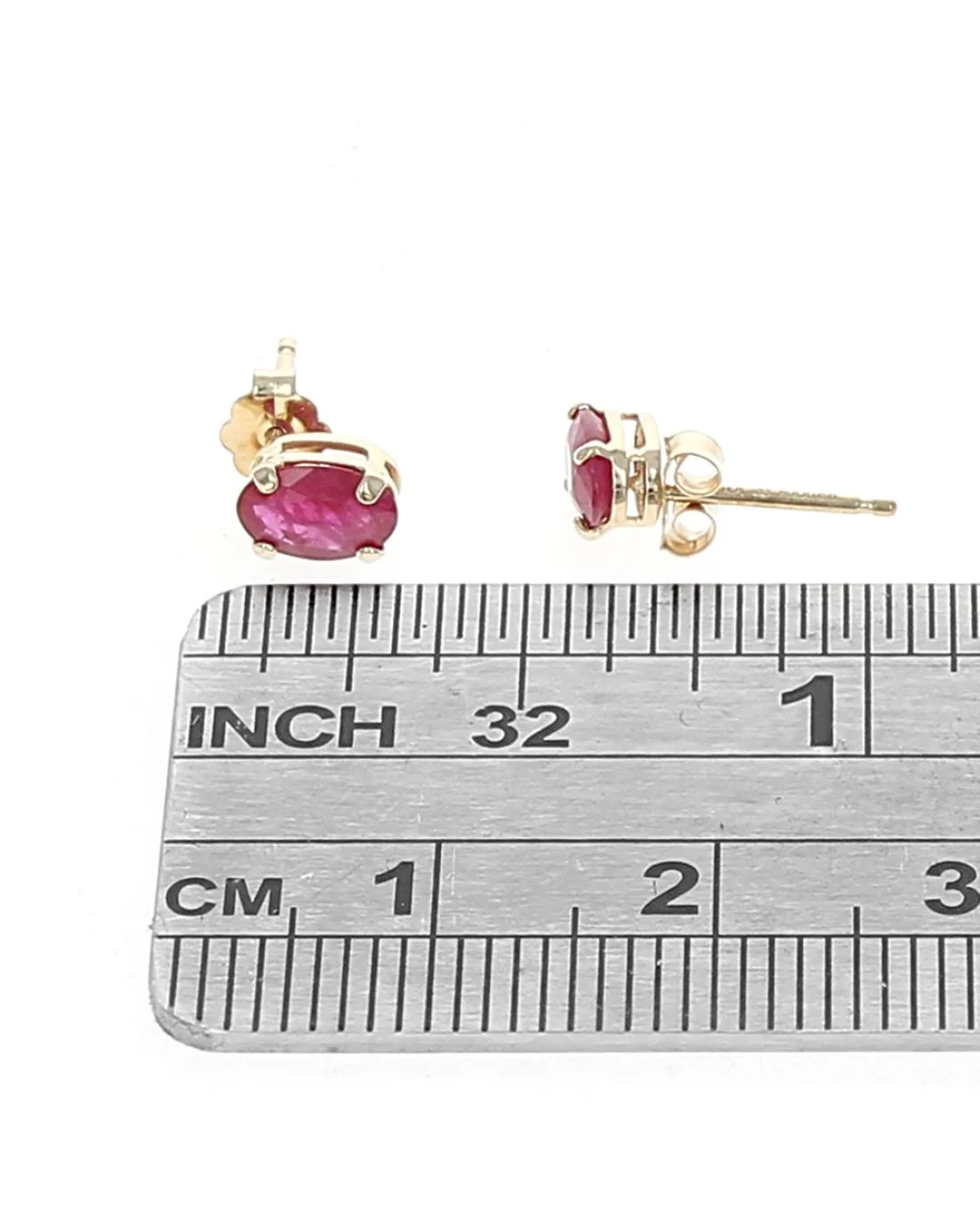 Ruby Stud Earrings in Yellow Gold - Image 3