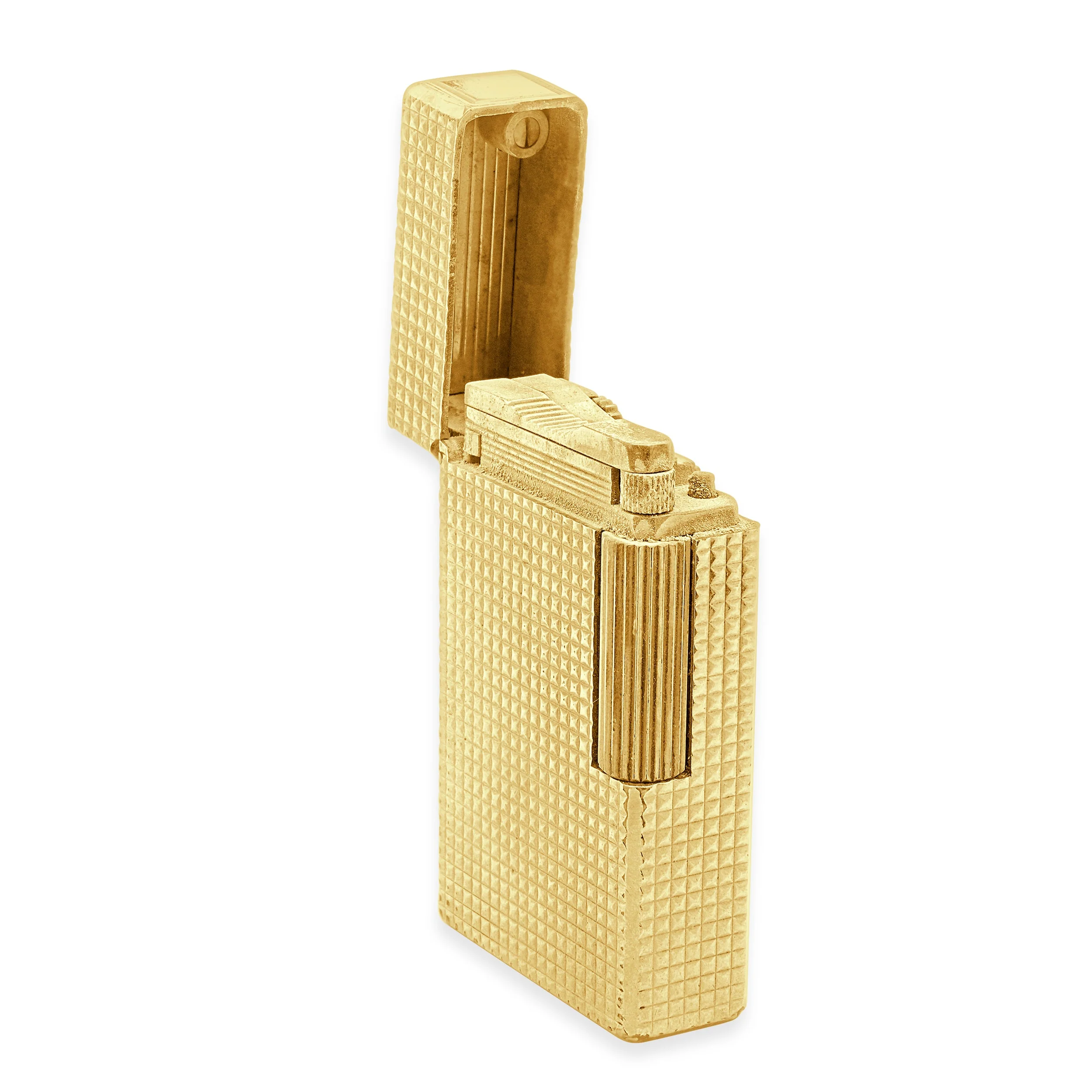 S.T. Dupont 14K Yellow Gold Gold-Capped Hobnail Lighter - Image 2