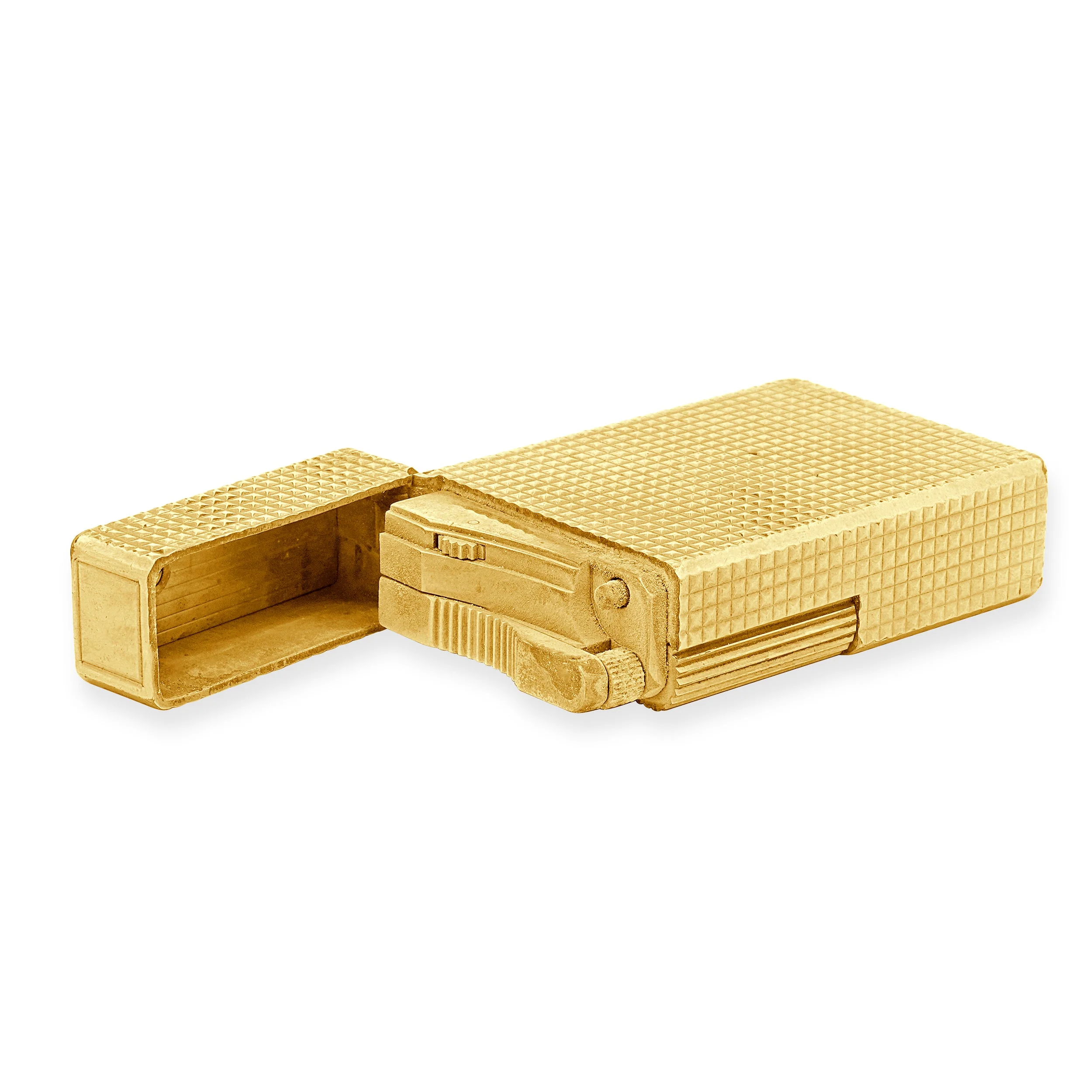 S.T. Dupont 14K Yellow Gold Gold-Capped Hobnail Lighter - Image 3