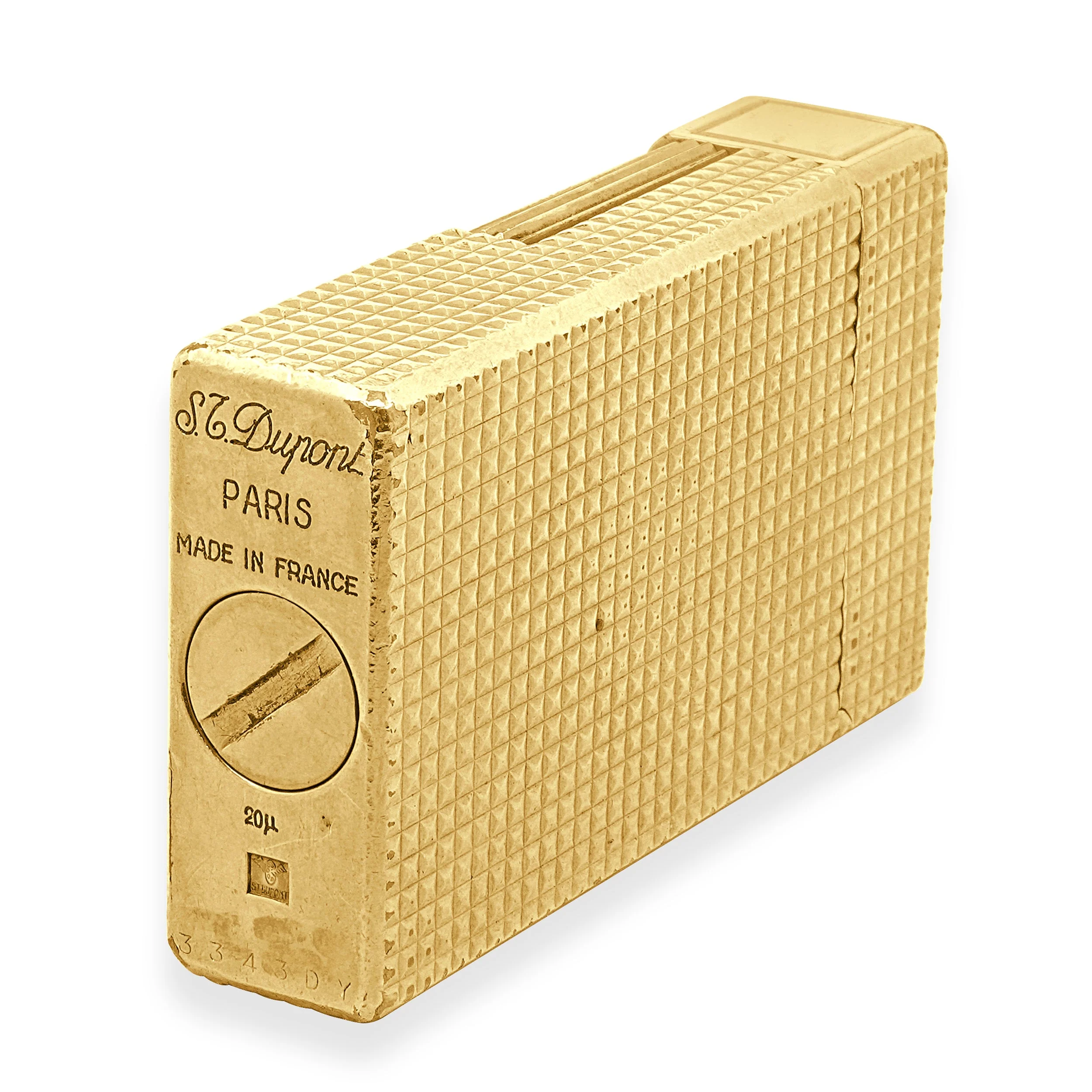 S.T. Dupont 14K Yellow Gold Gold-Capped Hobnail Lighter - Image 4