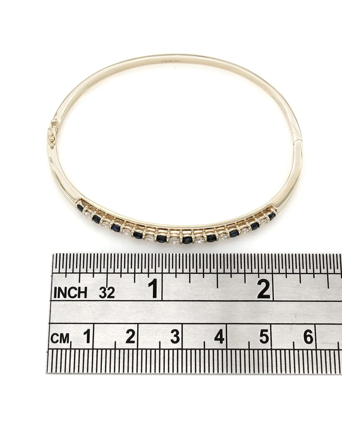 Sapphire and Diamond Bangle Bracelet in Gold - Image 4