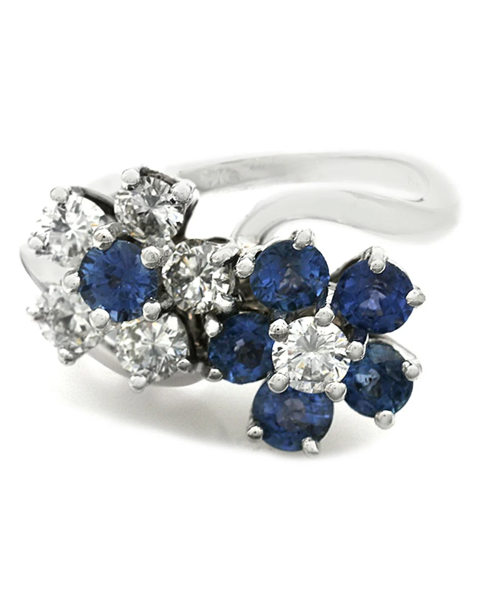Sapphire and Diamond Double Flower Ring - Image 2