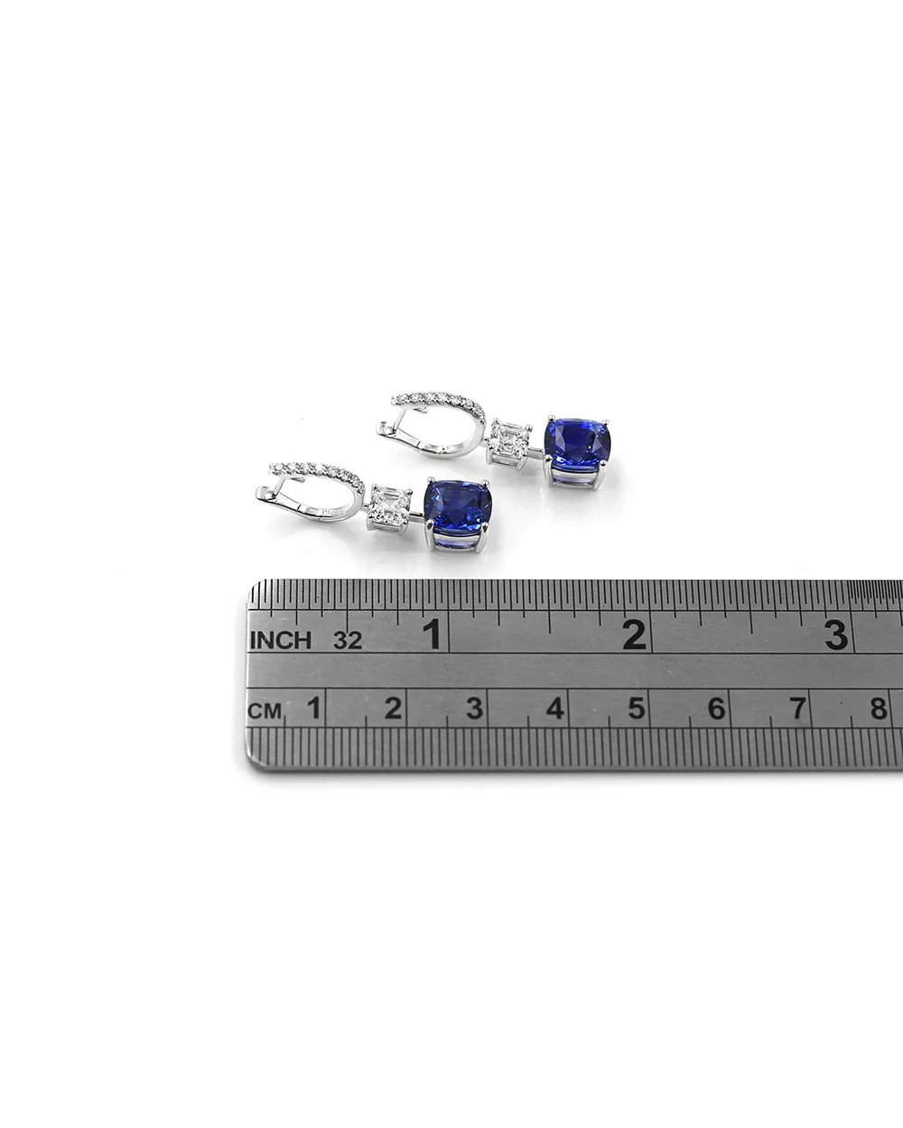 Sapphire and Diamond Earrings in Gold - Image 3