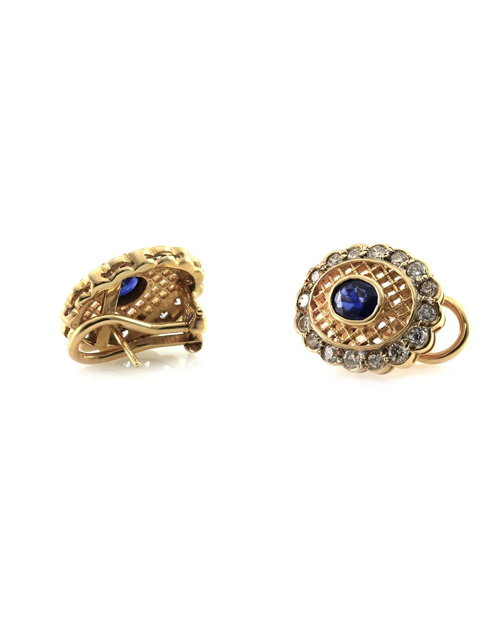 Sapphire and Diamond Earrings in Gold - Image 2