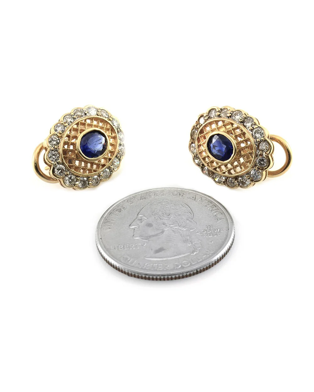 Sapphire and Diamond Earrings in Gold - Image 4