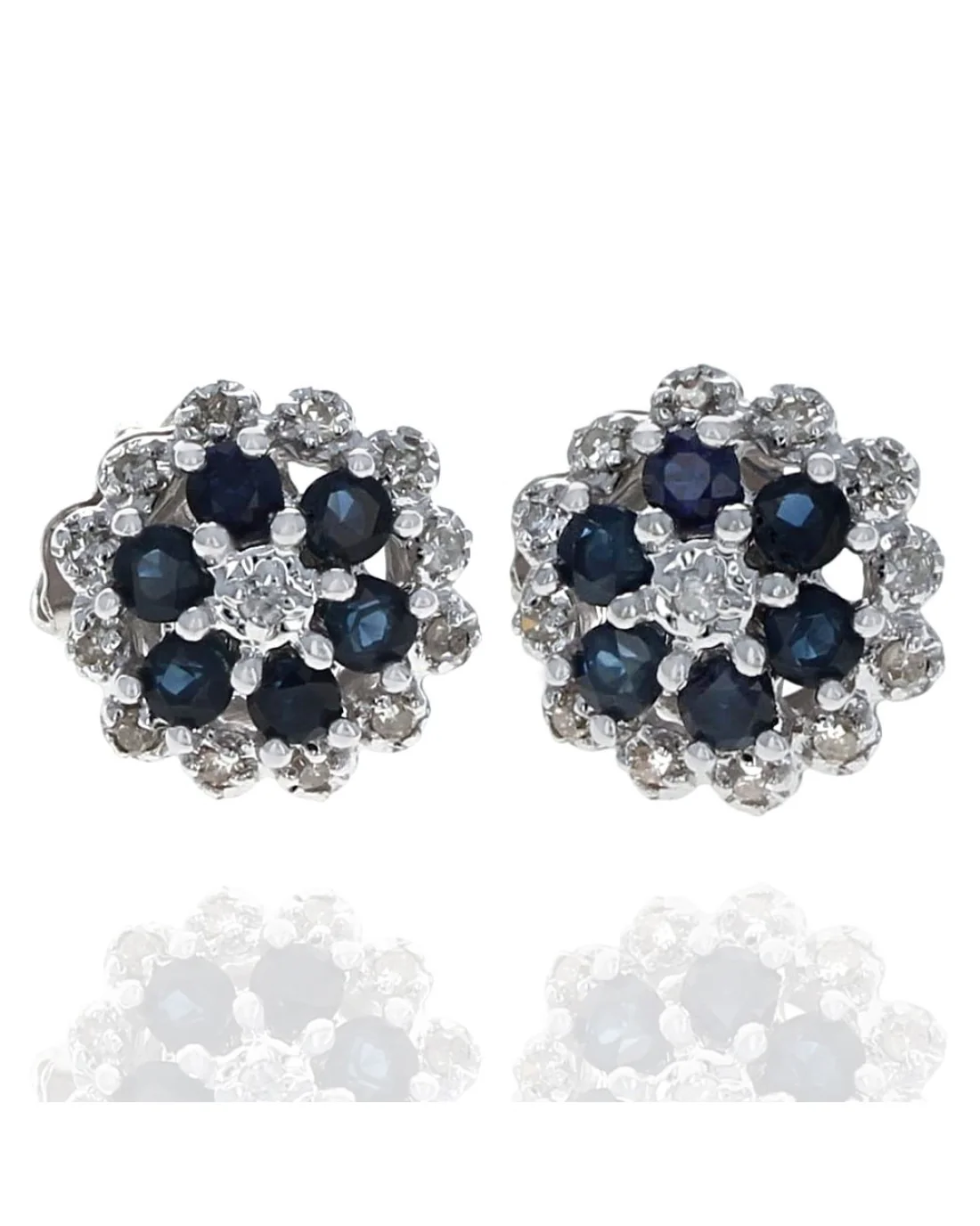Sapphire and Diamond Halo Stud Earrings