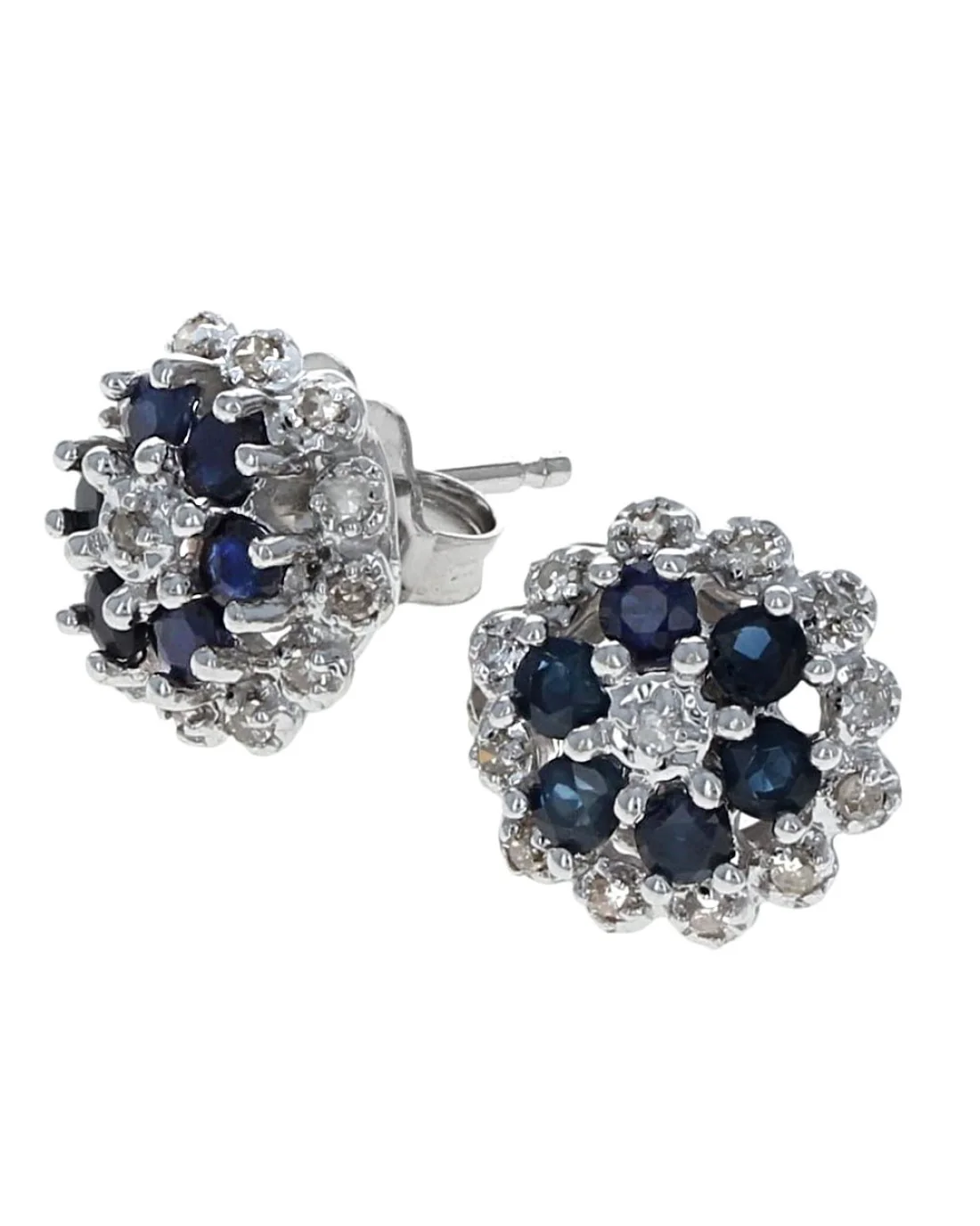 Sapphire and Diamond Halo Stud Earrings - Image 2
