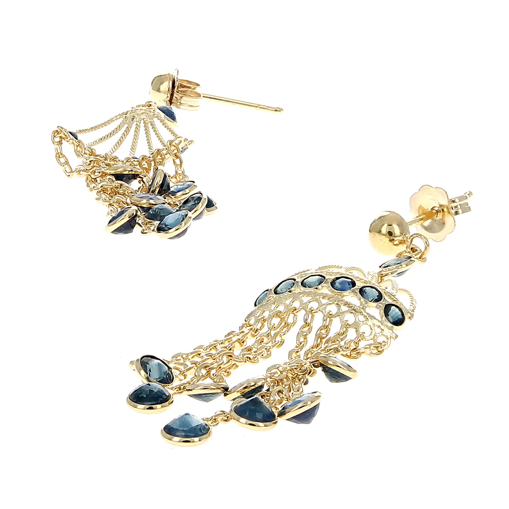 Sapphire Birdcage Chandelier Earrings in Yellow Gold - Image 2
